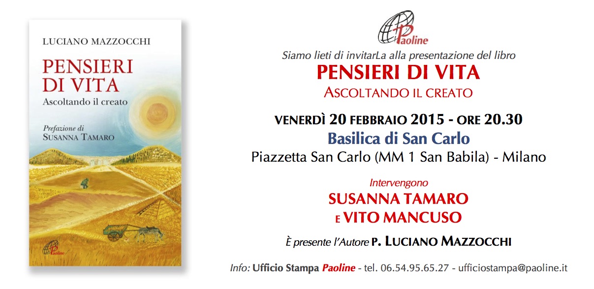 invito presentazione libro PENSIERI DI VITA - Milano 20 febbraio 2015